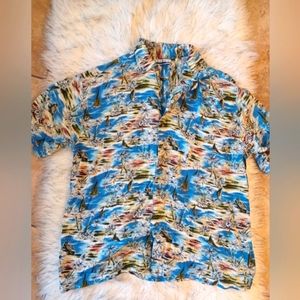 Presence Hawaiian Shirt Vintage - Size XL - Sail Boats and Palms Trees